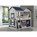 Donco Kids Donco Kids PD-1580TTLGB-1575TB Twin Over Star Gaze Bunk Bed; Grey & Blue with Blue Tent PD_1580TTLGB_1575TB
